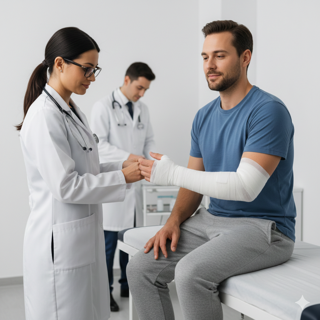 Trattamento specialistico di ulcere venose e arteriose degli arti inferiori con bendaggio elastocompressivo